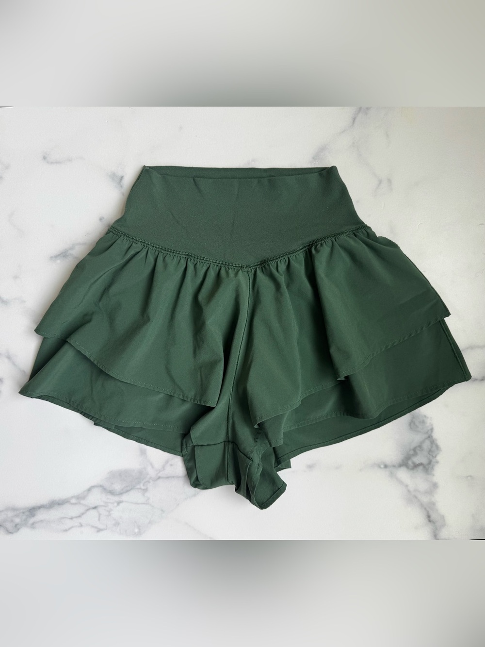Offline by Aerie Layered Ruffle Active Shorts - Dark Green